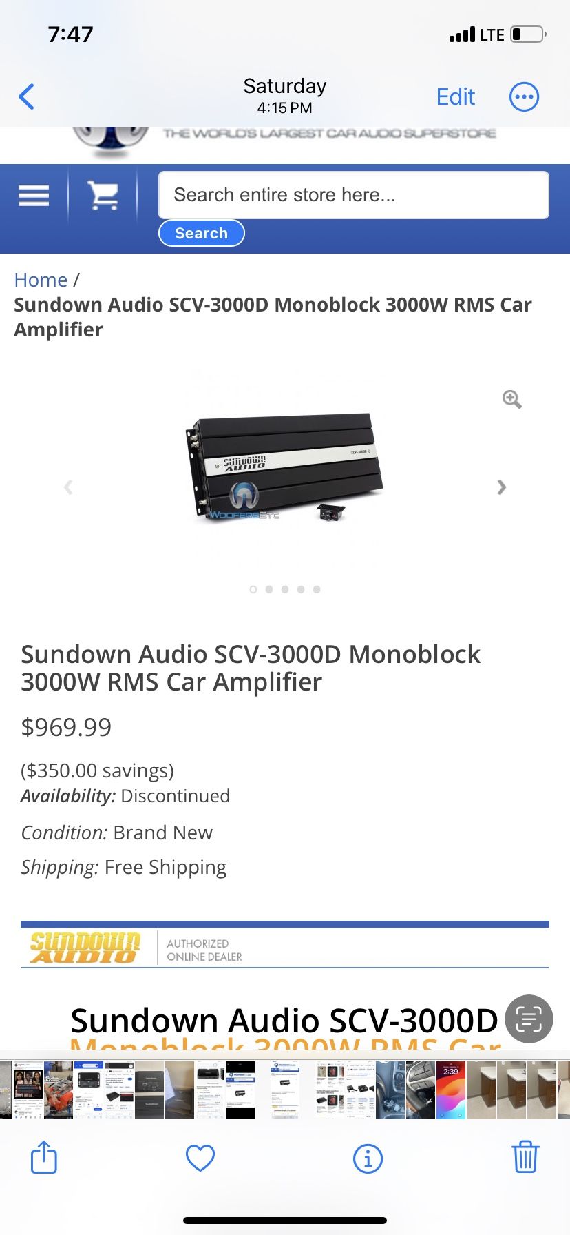 Sundown Amp 6000 Watt 3000rms $550 Firm