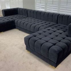 Ariana Black Sectional Sofa Couch - Same Day Delivery - Cash or Financing Payment