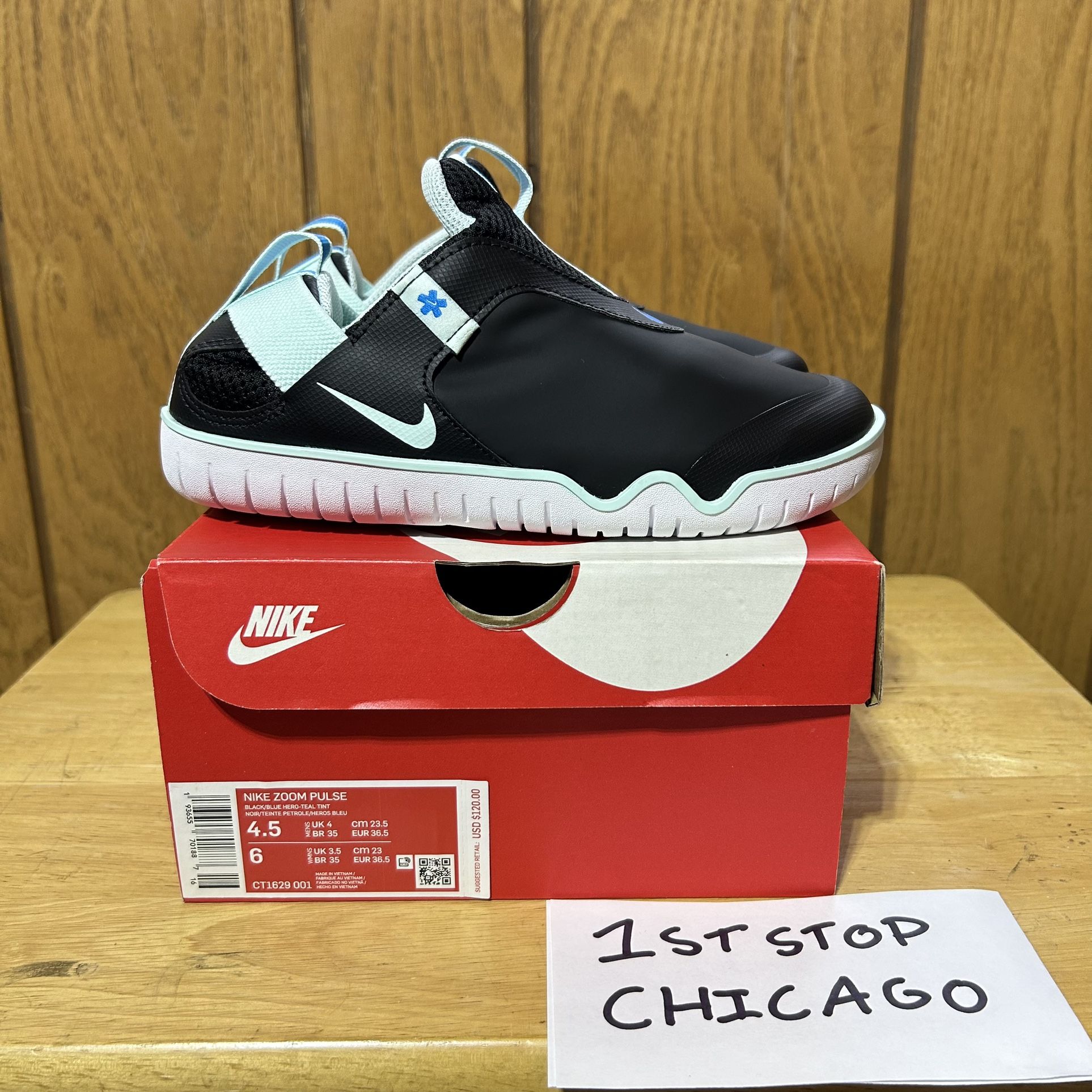 Nike Zoom Pulse Nurse Medical Shoes Black/Teal Blue Mens Size