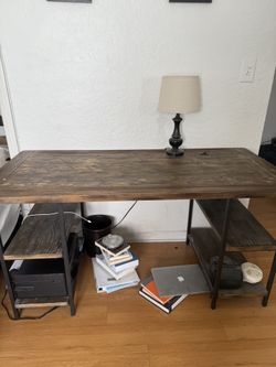 Wooden Desk With 4 Shelves