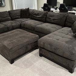 Modular 4pc Grey Right arm chaise Sectional Sofa Couch With ottoman