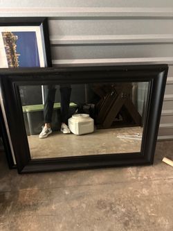 Large Wall Mirror with Black Frame