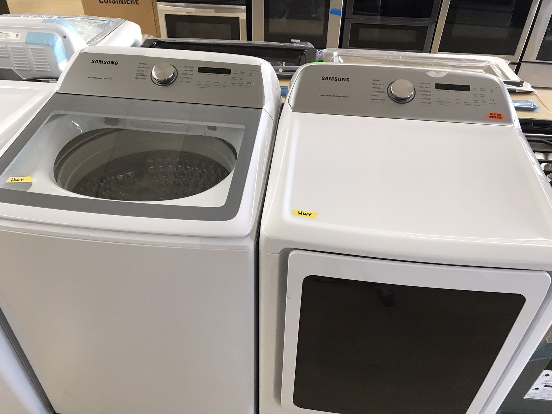 Brand new top load washer and dryer set