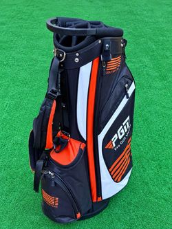 NEW PGM Golf Masters 14-Way Divider Stand Golf Bag Black Orange White w/Rain Hood