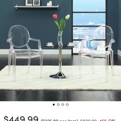 Dining Table With 2 Acrylic Chairs. 