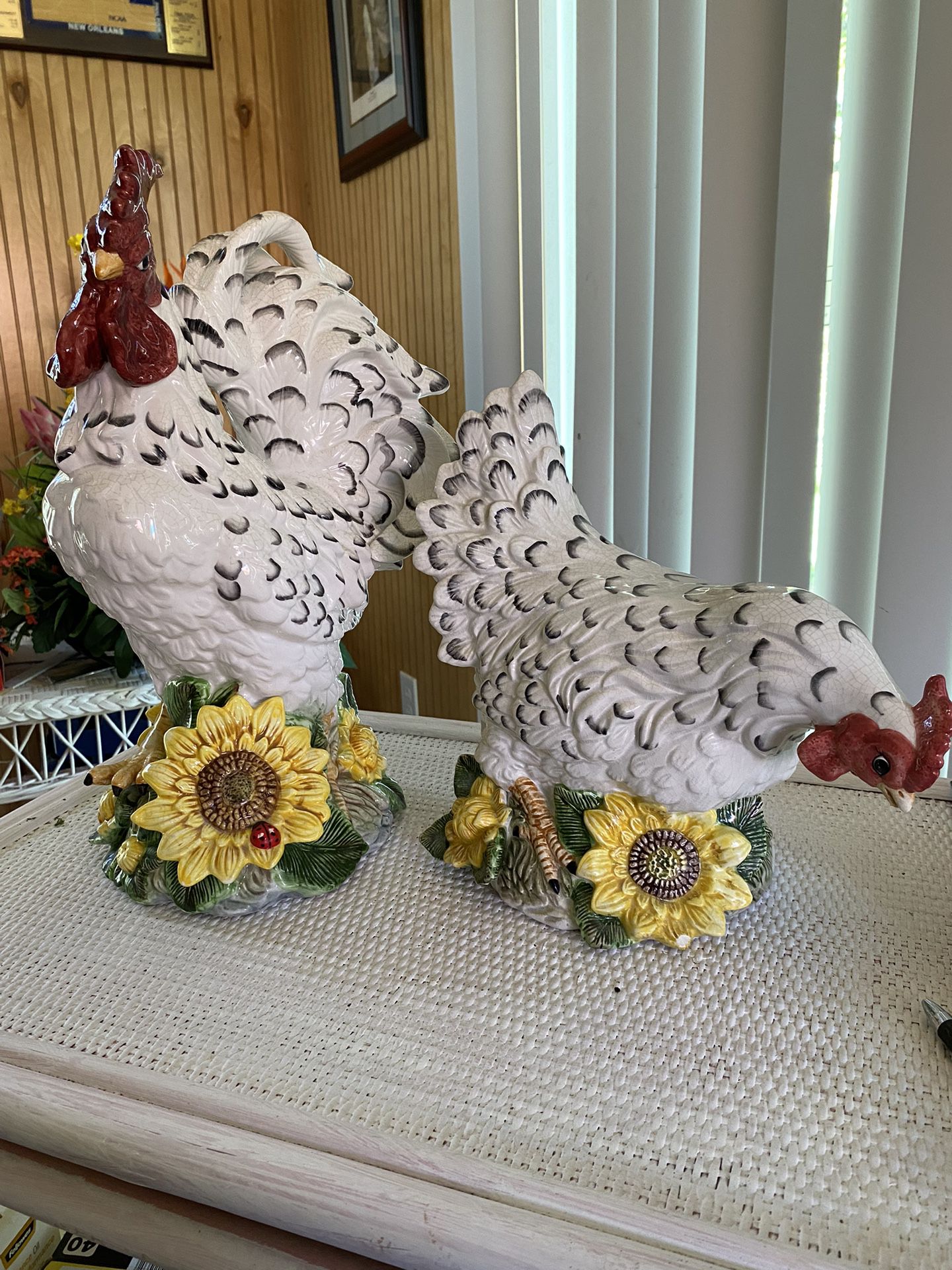 Set Of Rooster And Hen Figurines