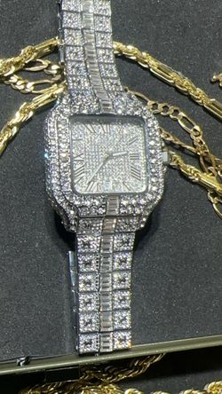 Cartier iced out diamond watch