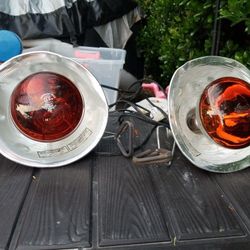 Raising Chicks, Two Lights And Feed Containers