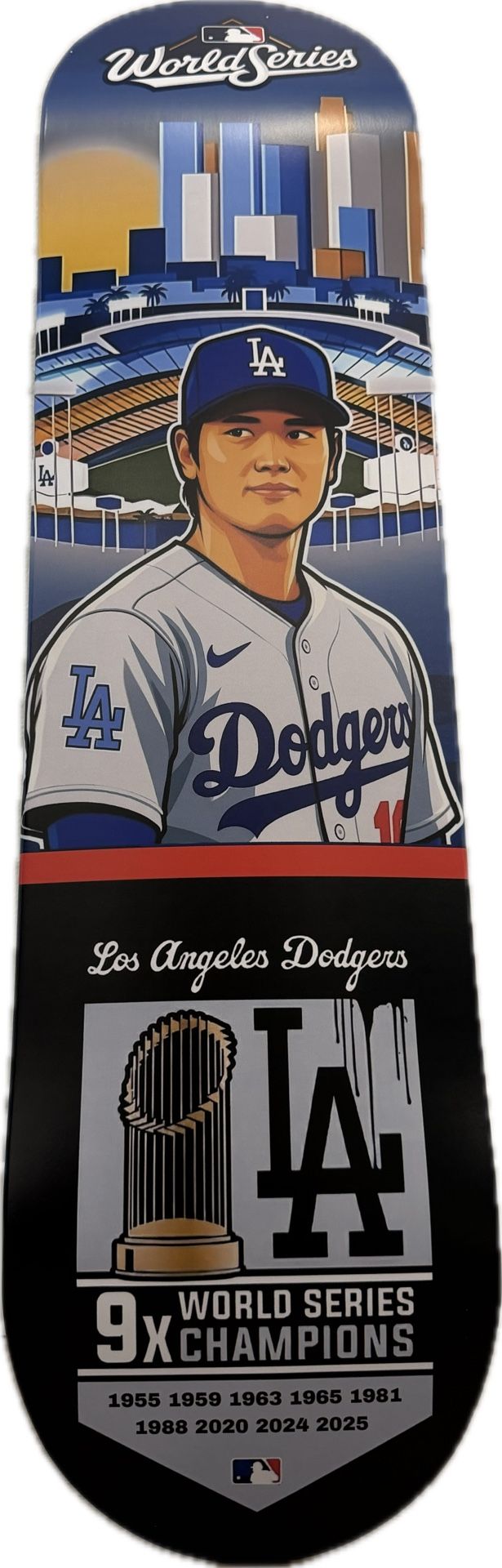 ⸻ Los Angeles Dodgers World Series Champion Skateboard Deck – 9x Champions