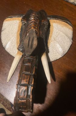 Vintage African Hand Carved Wood Elephant