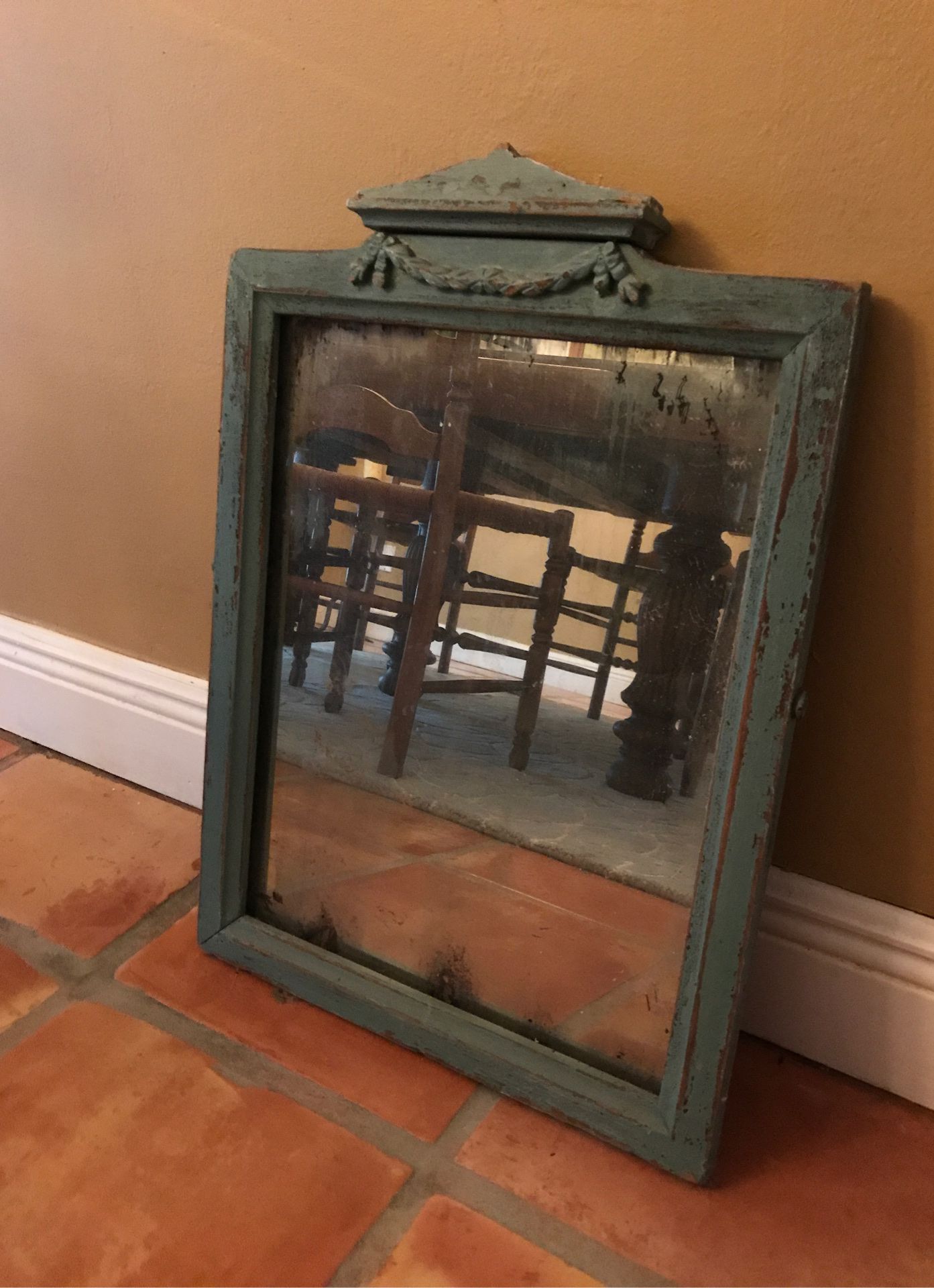 Antique blue mirror