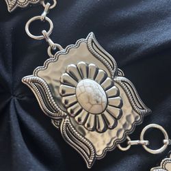 Western Concho Belt – Silver Tone 