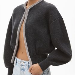Alexander Wang crystal trim cardigan in boiled wool