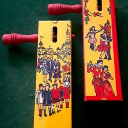 Lot of 2 Kirchhoff Tin Noisemakers/ Rare 1920s Tin Toys w Great Graphics & Working