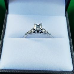 14k White Gold With Solitaire Diamond Engagement Ring