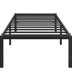 Twin Bed Frame with Storage Space, No Box Spring Needed, 18 Inches Powerful Storage Space, Sturdy Steel Slat Support, Black