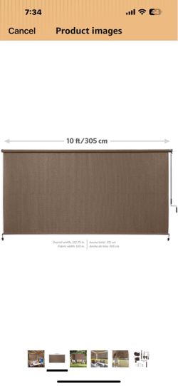 Outdoor Roll-Up Shade Blind 10 ft Wide