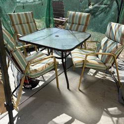 Glass Outdoor Table W/Chairs