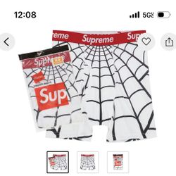 Supreme Hanes Spider-Man Boxer Briefs (2 Pack ) White Large
