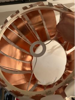 Modern Two-Tone Pendant Light Shade – White & Copper Leaf Design