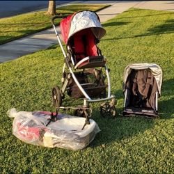 UPPA BABY VISTA stroller + rumble seat with Brand New Bassinet + Graco car seat adapter! Retail $1000 +