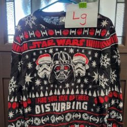 Adult Lg Star Wars  Darth Vader Christmas Ugly Sweater 