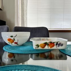 Vintage Anchor Hocking Fire King 9” Mixing Bowl 9x9 Square Pan Milk Glass