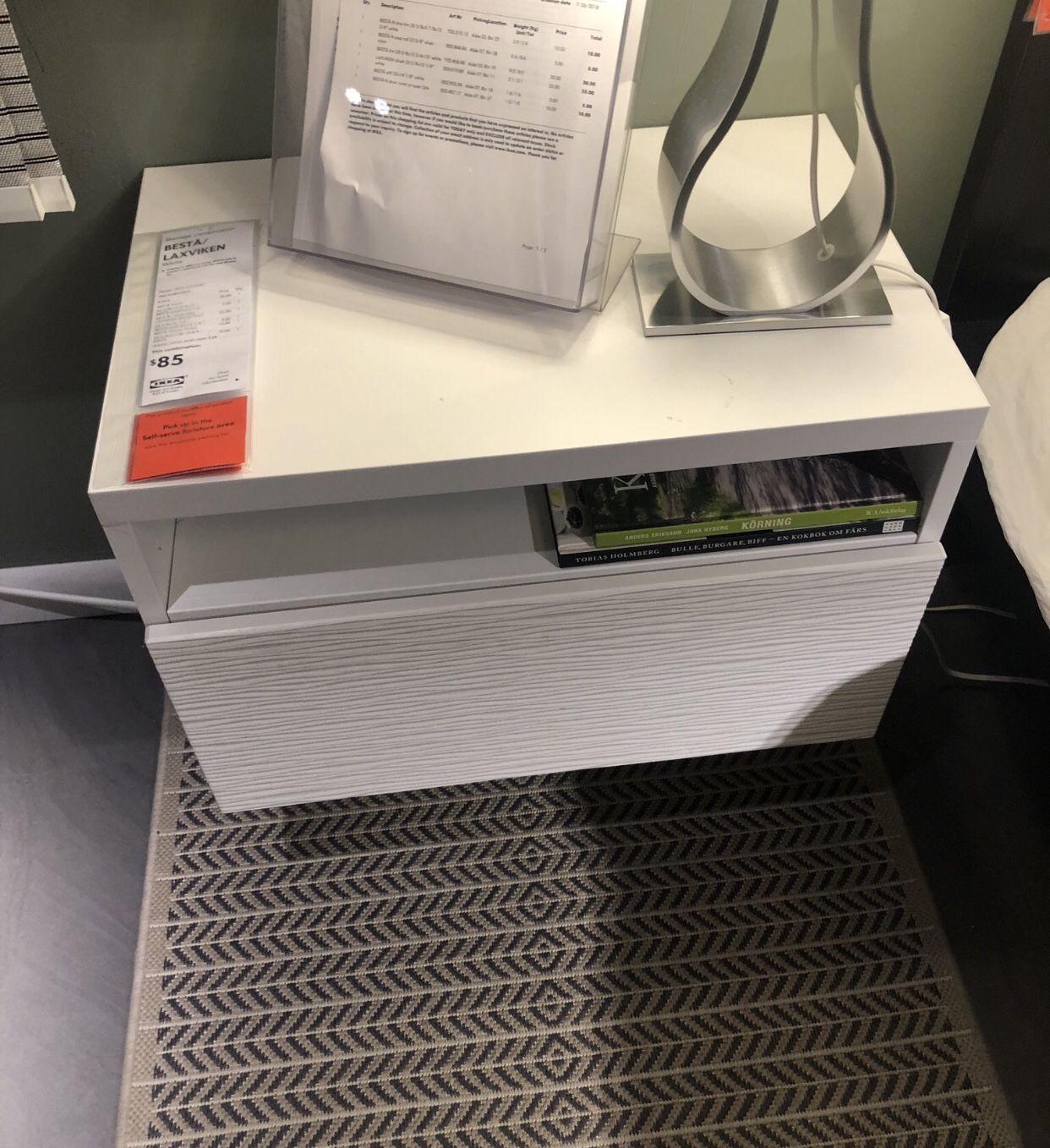 IKEA floating white nightstand Laxviken & Besta