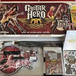 Guitar Hero Aerosmith Nintendo Wii Sealed Game + Sealed Wireless Guitar Brand New