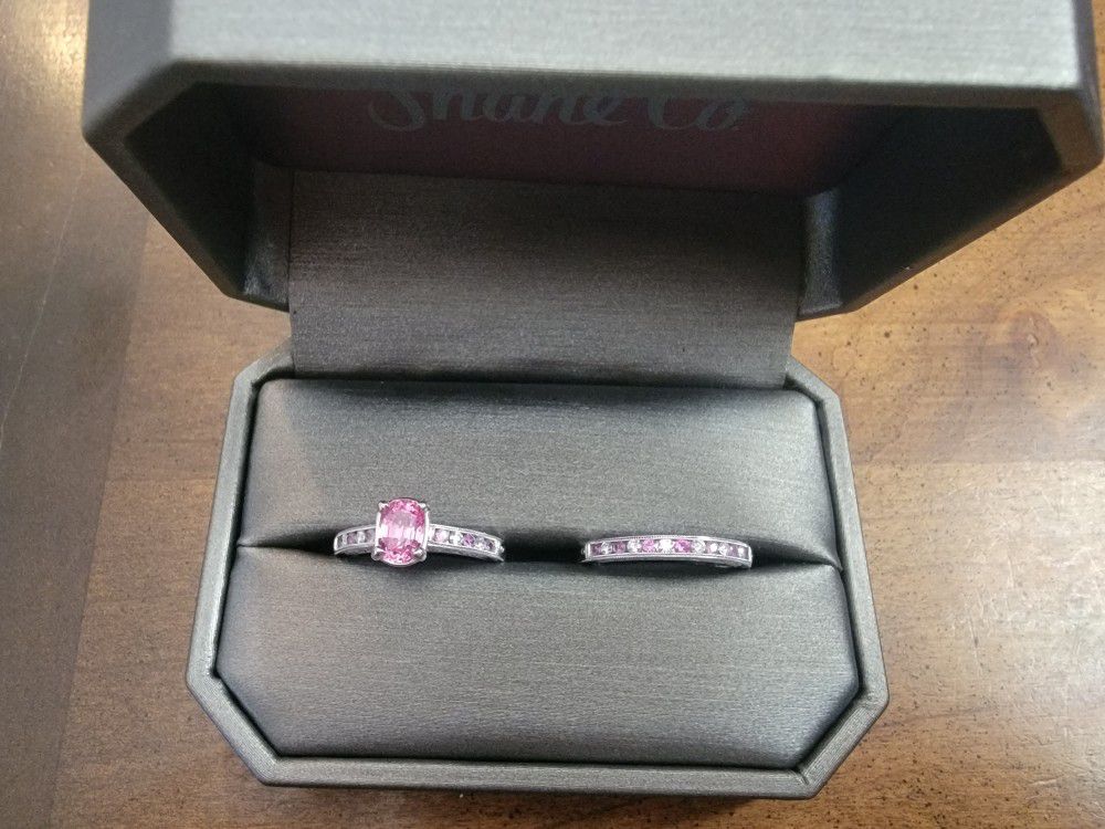 Beautiful Pink Sapphire and Diamond Wedding Set