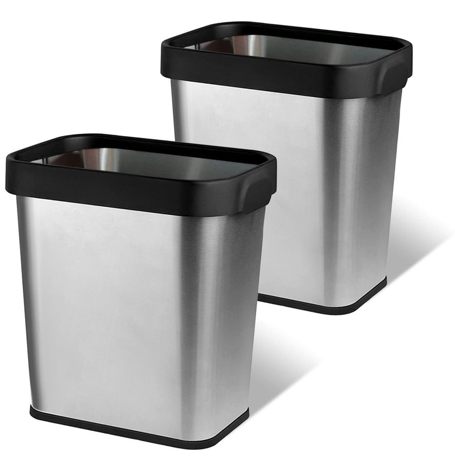 2 Brand New Stainless Steel 3 Gallon Trash Cans 