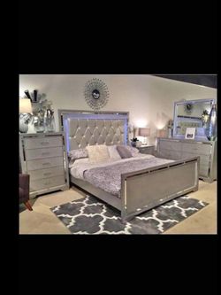 Brand new complete bedroom set includes L.E.D lights also we deliver