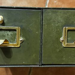 Vintage Yawman & Erbe Card File Two Drawer Metal Cabinet