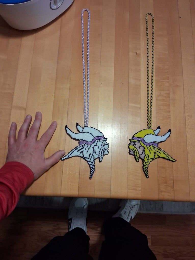 Beaded Vikings Medallions With 31" Necklaces,  Double Sided