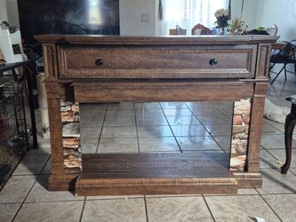 Wood Console Table with Drawer and Shelf