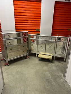 Mirrored , buffet table and chest
