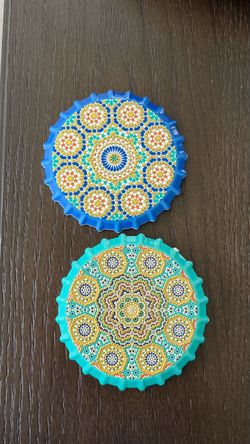 Decorative Mosaic Bottle Cap Coasters Set of 2