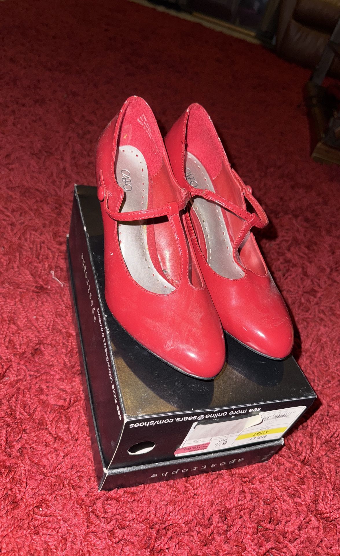 Vintage Pinup Style Heels Red Size 7