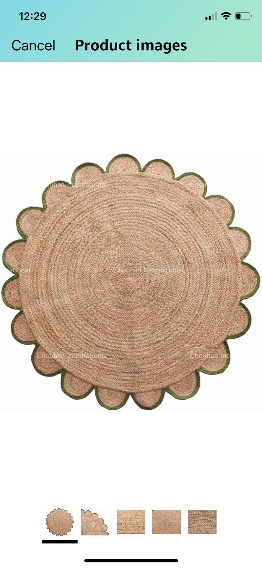 Natural Jute Scallop Round Rug, Braided
