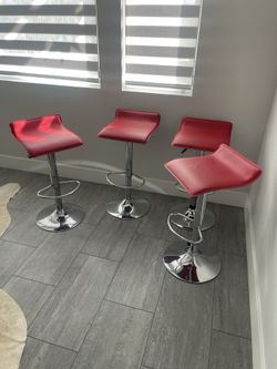 Barstools, Red, Adjustable Height (4)