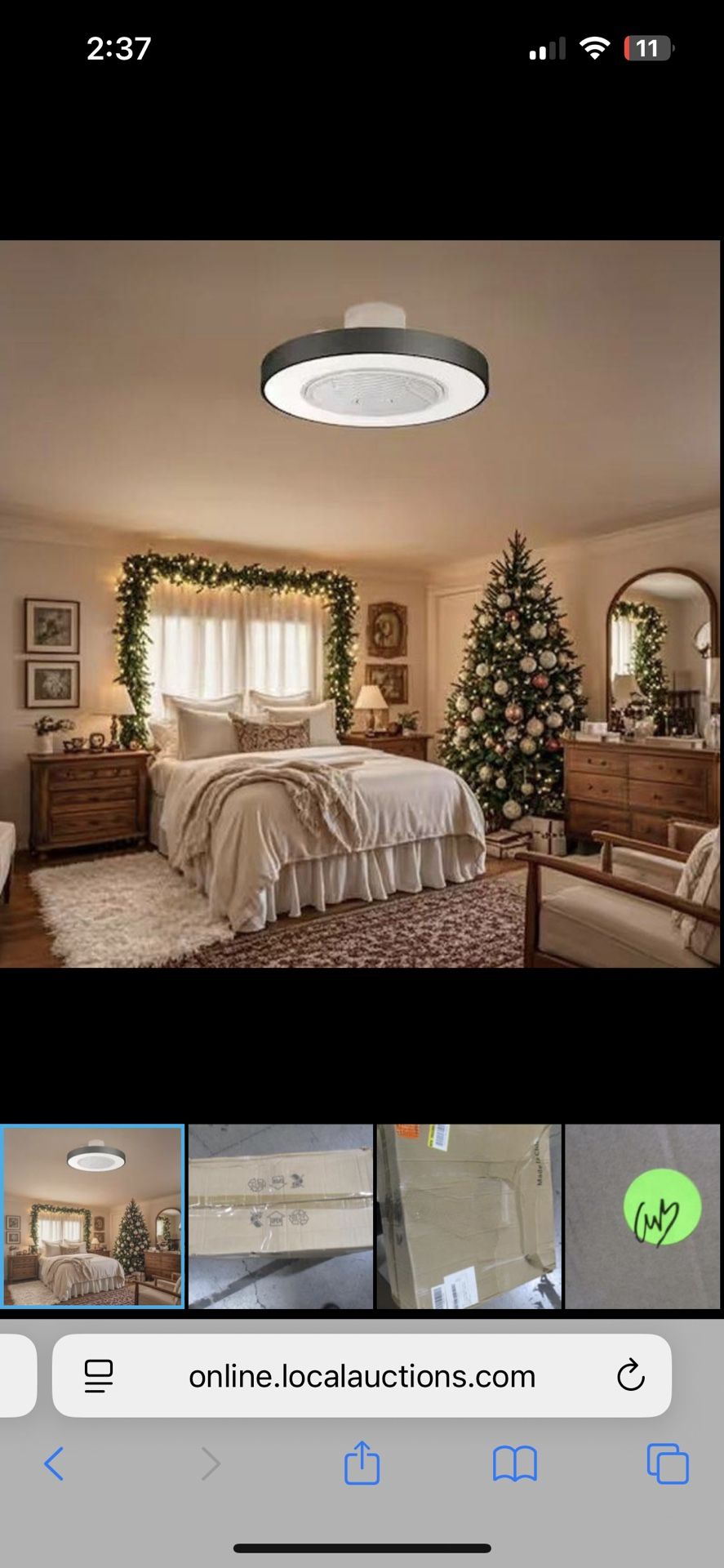 TOZING 21 in. Integrated LED Indoor Modern Black Round Style Enclosed Flush Mount Ceiling Fan Light