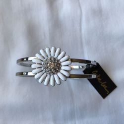Genuine Crystal & enamel flower Hinged Bracelet