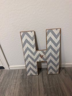 large rustic wooden letter "H" wall signs