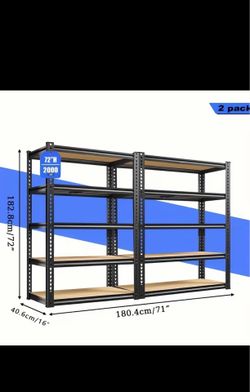2pcs Heavy-Duty Metal Shelving Unit 72 Inch  Hige