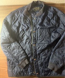 J. Crew Men’s Navy Blue Nx-631 Quilted Zip/Button Outerwear Jacket Large
