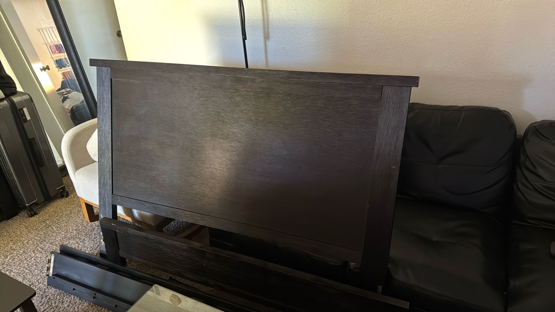 Queen Bed Frame With Headboard, Brown.