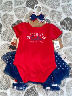 New baby essentials 9 months baby girl 4th of July outfit