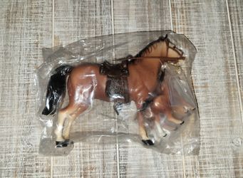Vintage Brown Toy Horse And Foal