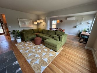 What A Room Green Velvet Sectional Sofa