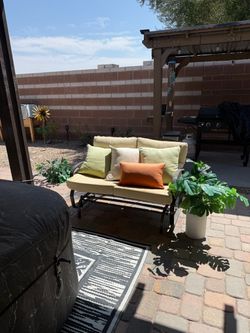 Outdoor rocker and 2 piece sofa and table for paio